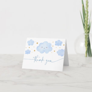 Blue Boy Cloud Stars Baby Sprinkle Bedankkaart
