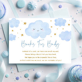 Blue Boy Cloud Stars Baby Sprinkle Boek Verzoek Informatiekaartje