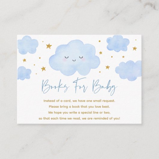 Blue Boy Cloud Stars Baby Sprinkle Book Request Informatiekaartje (Voorkant)