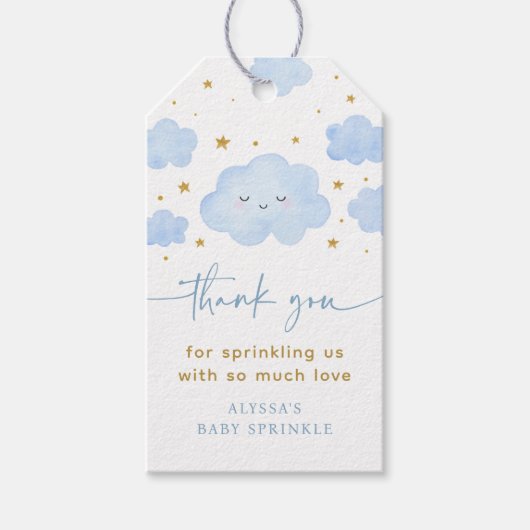 Blue Boy Cloud Stars Baby Sprinkle Cadeaulabel (Voorkant)