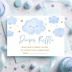 Blue Boy Cloud Stars Baby Sprinkle Luierspel Informatiekaartje