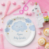 Blue Boy Cloud Stars Baby Sprinkle Papieren Bordje (Feest)