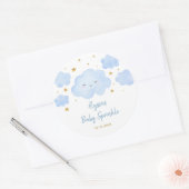Blue Boy Cloud Stars Baby Sprinkle Ronde Sticker (Envelop)