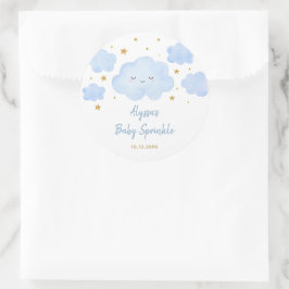 Blue Boy Cloud Stars Baby Sprinkle Ronde Sticker