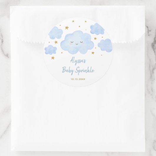 Blue Boy Cloud Stars Baby Sprinkle Ronde Sticker (Tas)