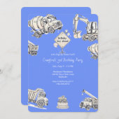 Blue Boy Construction verjaardagsfeestje Kaart (Voorkant / Achterkant)
