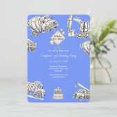 Blue Boy Construction verjaardagsfeestje Kaart (Staand voorkant)