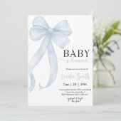 Blue Boy Coquette Bow Baby shower Kaart (Staand voorkant)