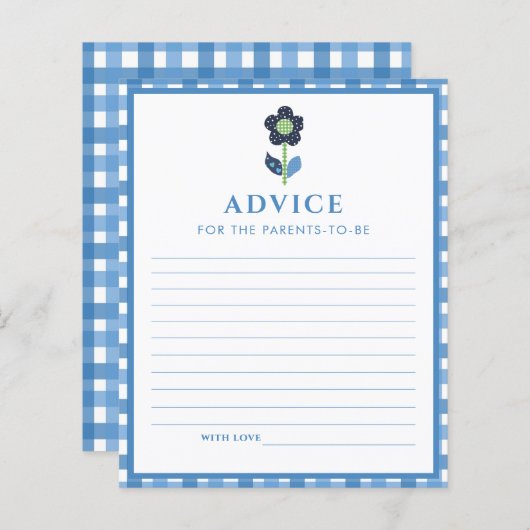 Blue Boy Cute Elephant Advice Parents Baby shower (Voorkant / Achterkant)