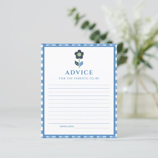 Blue Boy Cute Elephant Advice Parents Baby shower (Staand voorkant)