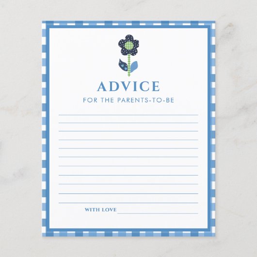 Blue Boy Cute Elephant Advice Parents Baby shower (Voorkant)