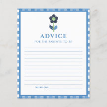 Blue Boy Cute Elephant Advice Parents Baby shower