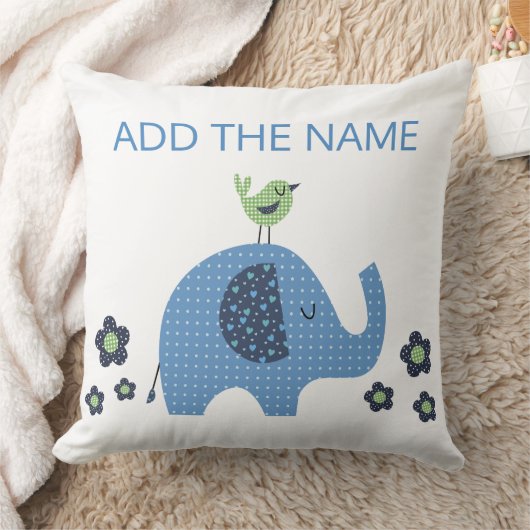 Blue Boy Cute Elephant Baby shower Sierkussen (Deken)