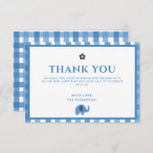 Blue Boy Cute Elephant Dank je Baby shower Bedankkaart (Voorkant / Achterkant)
