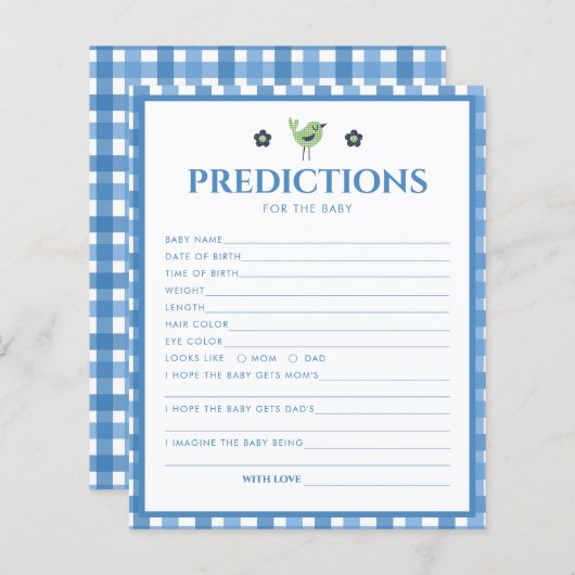 Blue Boy Cute Elephant Prediction for Baby shower (Voorkant / Achterkant)