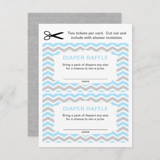 Blue Boy Diaper Raffle-tickets, kleine hoeveelheid Uitnodiging Briefkaart (Voorkant / Achterkant)