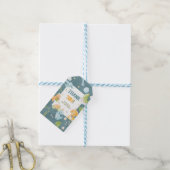 Blue Boy Dinosaur 1e verjaardagsfeestje  Cadeaulabel (Met Touw)