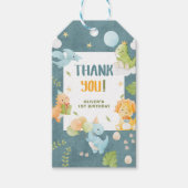 Blue Boy Dinosaur 1e verjaardagsfeestje  Cadeaulabel (Voorkant)