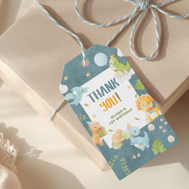 Blue Boy Dinosaur 1e verjaardagsfeestje  Cadeaulabel