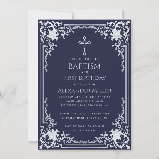 Blue Boy doop eerste verjaardag  Kruis Kaart (Voorkant)