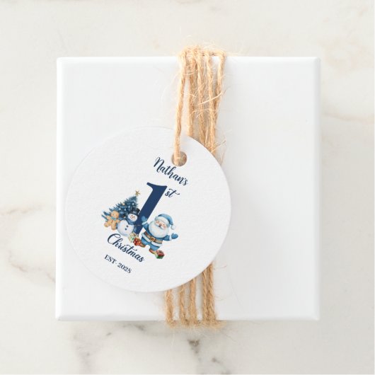 Blue Boy Eerste Kerstdag Bedankjes Labels (In situ)