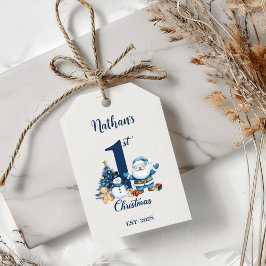 Blue Boy Eerste Kerstdag Cadeaulabel