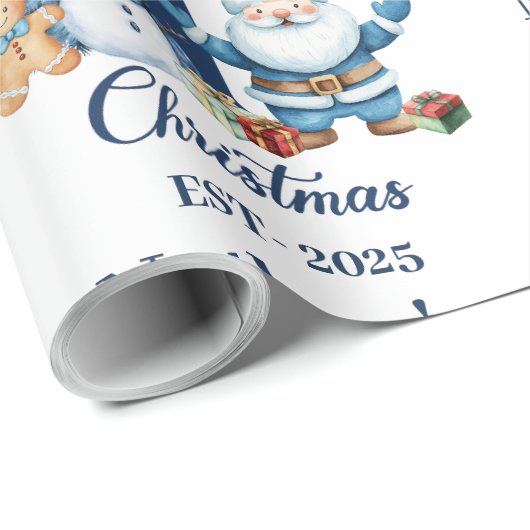 Blue Boy Eerste Kerstdag Cadeaupapier (Rol Hoek)