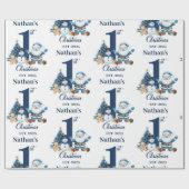 Blue Boy Eerste Kerstdag Cadeaupapier (Vlak)