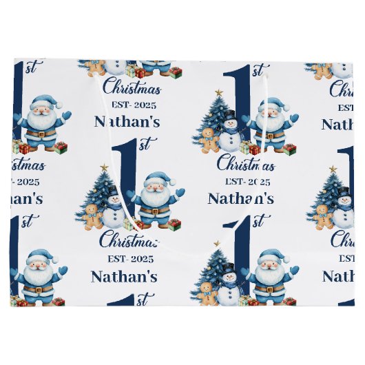 Blue Boy Eerste Kerstdag Groot Cadeauzakje (Achterkant)