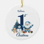 Blue Boy Eerste Kerstdag Keramisch Ornament (Voorkant)