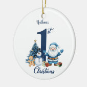 Blue Boy Eerste Kerstdag Keramisch Ornament (Links)