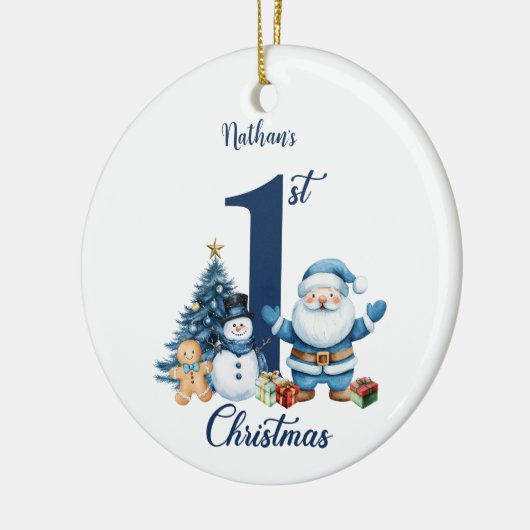 Blue Boy Eerste Kerstdag Keramisch Ornament (Links)