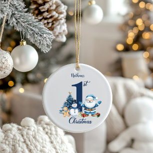 Blue Boy Eerste Kerstdag Keramisch Ornament