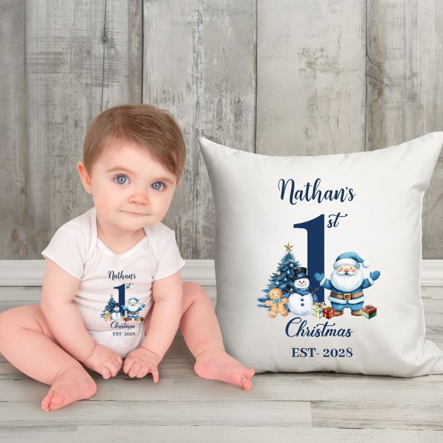 Blue Boy Eerste Kerstdag Kussen (Creator heeft geüpload)