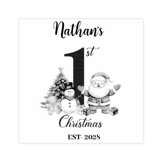 Blue Boy Eerste Kerstdag Rubberstempel (Afrduk)