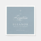 Blue Boy Elegant Cross Script Kalligrafie Doop Servet (Voorkant)