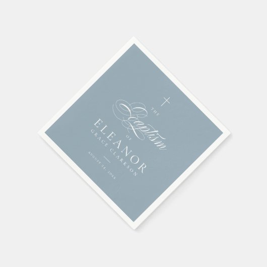 Blue Boy Elegant Cross Script Kalligrafie Doop Servet (Hoek)