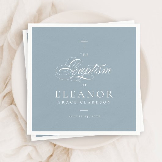 Blue Boy Elegant Cross Script Kalligrafie Doop Servet