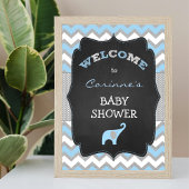 Blue Boy Elephant Baby shower 8x10 Welkomstteken Poster