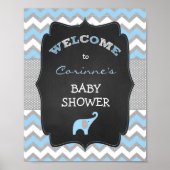 Blue Boy Elephant Baby shower 8x10 Welkomstteken Poster (Voorkant)