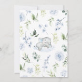 Blue Boy Elephant Baby shower Kaart (Achterkant)