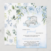 Blue Boy Elephant Baby shower Kaart (Voorkant / Achterkant)