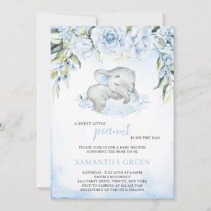 Blue Boy Elephant Baby shower Kaart