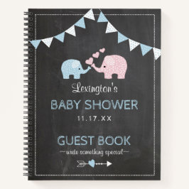 Blue Boy Elephant Chalk look Shower Guest Book | Notitieboek
