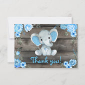 Blue Boy Elephant Dank je kaart Rustieke Floral (Voorkant)