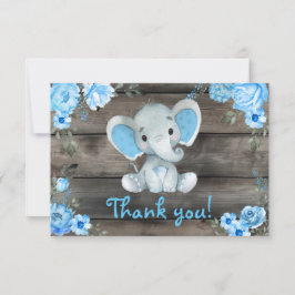 Blue Boy Elephant Dank je kaart Rustieke Floral