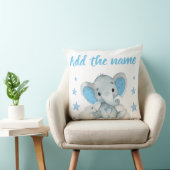 Blue Boy Elephant met Name Stars Sierkussen (Stoel)