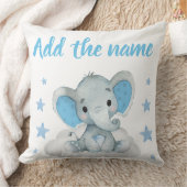Blue Boy Elephant met Name Stars Sierkussen (Deken)