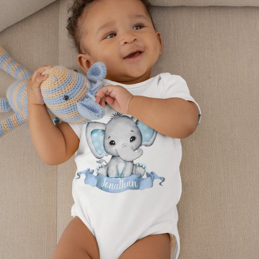 Blue Boy Elephant Persoonlijke naam Romper