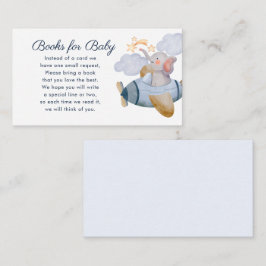Blue Boy Elephant Plane Books for Baby Baby shower Informatiekaartje
